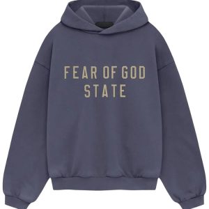 Fear Of God Essentials Kids navy blue Fleece hoodie