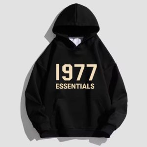 1977 Essentials Designer Hoodie Black
